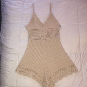 Crochet Beige Romper